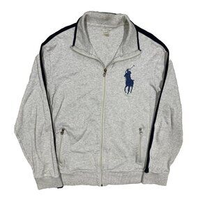 Polo Ralph Lauren Zip Up Sweatshirt Big Pony Track Jacket Grey Large